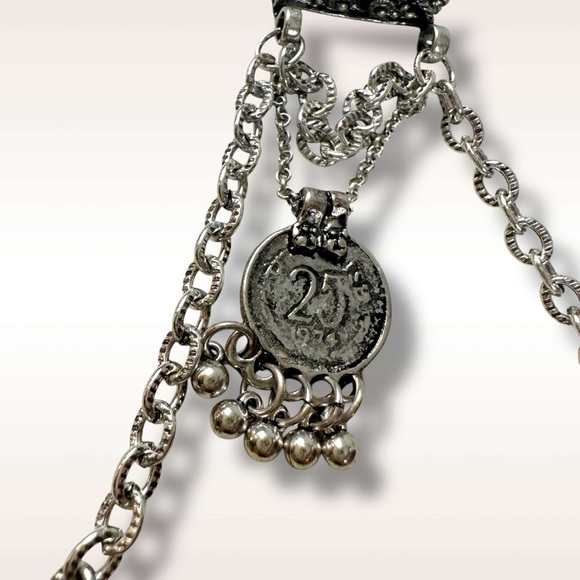 Free People For What It's Worth Layered Necklace Silver NWT Bohemian Fringe Boho - Picture 9 of 16
